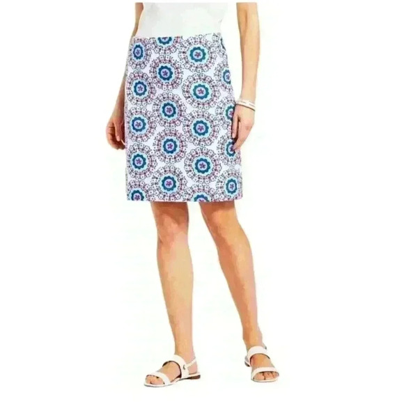 TALBOTS WOMEN'S GEO-DAISIES STRETCH COTTON CANVAS SKIRT - Picture 2 of 7